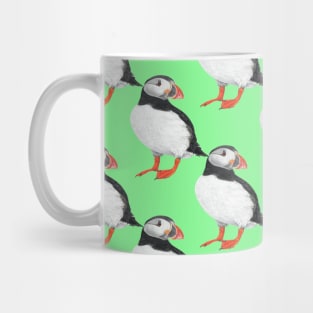 Puffin pattern on green Mug